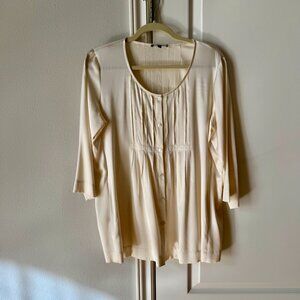 Eileen Fisher Cream Silk Blouse Size S